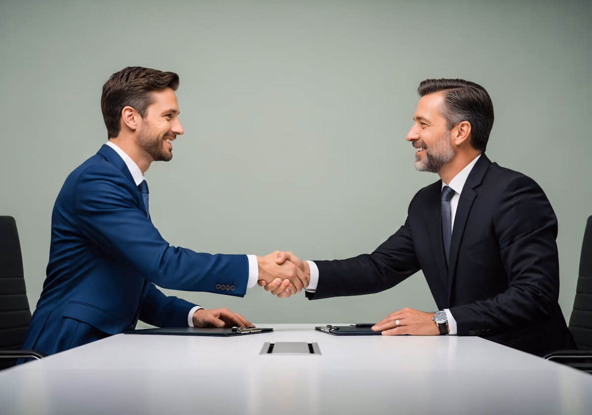 Business professional finalizing a deal with a client.