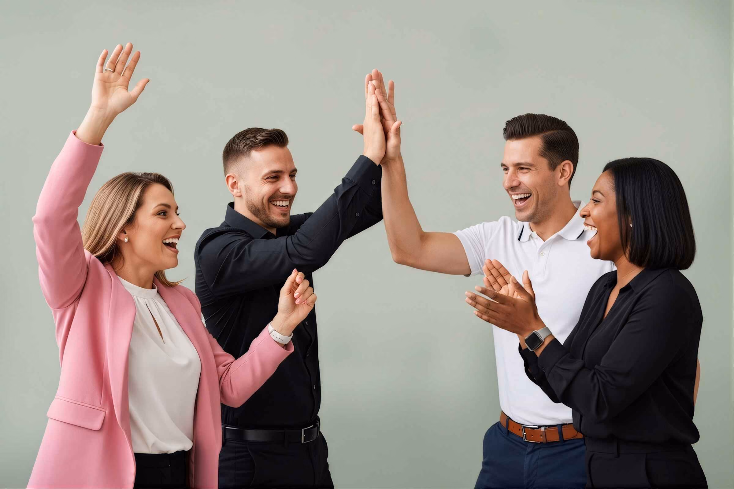 Team members celebrating a shared success.