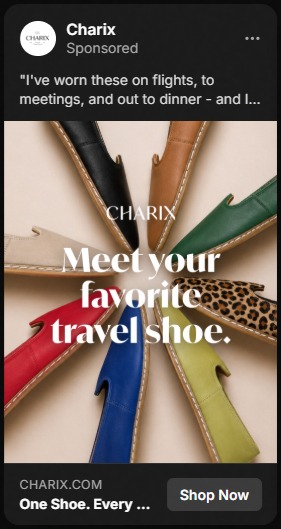Eight leather travel shoes arranged in a circle, each in different colors and patterns including black, brown, green, beige, leopard print, yellow, blue, and red, with text overlay saying 'Meet your favorite travel shoe.'
