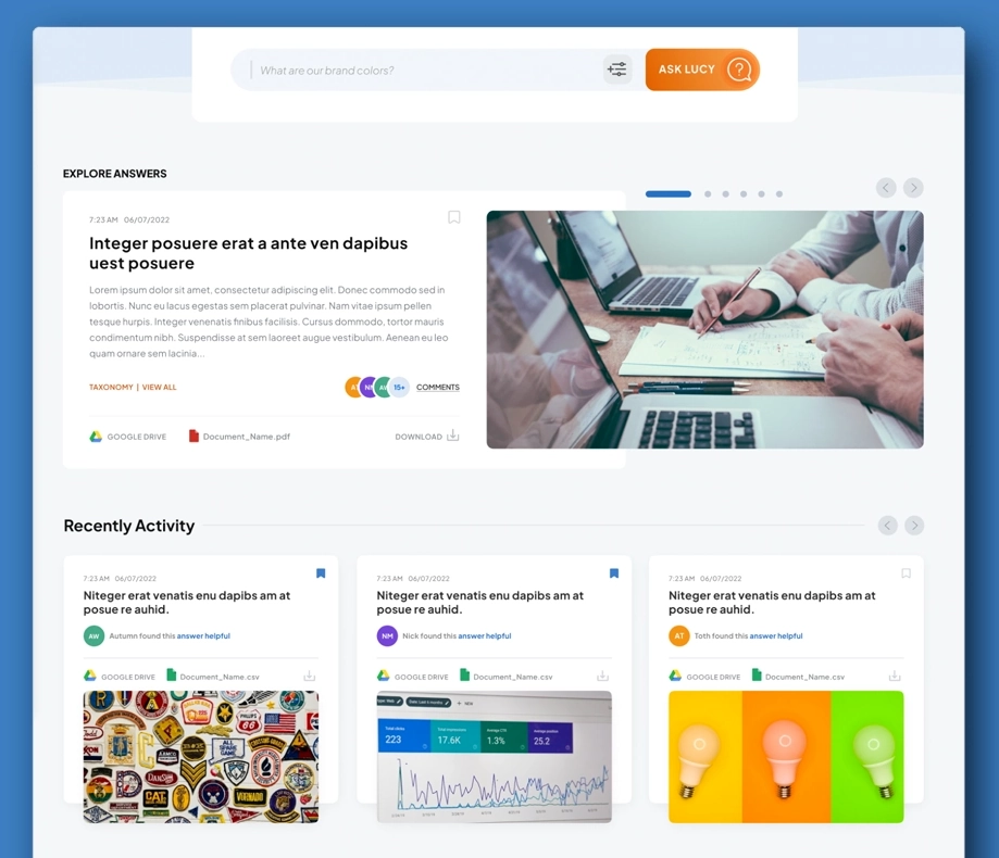 product interface design for lucy ai