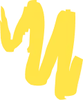 Large yellow brushstroke with three curved segments on a white background.