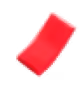 Un morceau de confetti rectangulaire rouge, légèrement courbé sur un fond transparent.