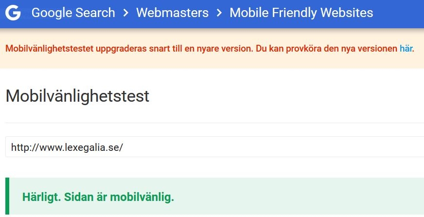 Grattis! Hemsidan är mobilvänlig!