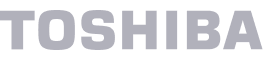 Toshiba company logo in bold uppercase letters.