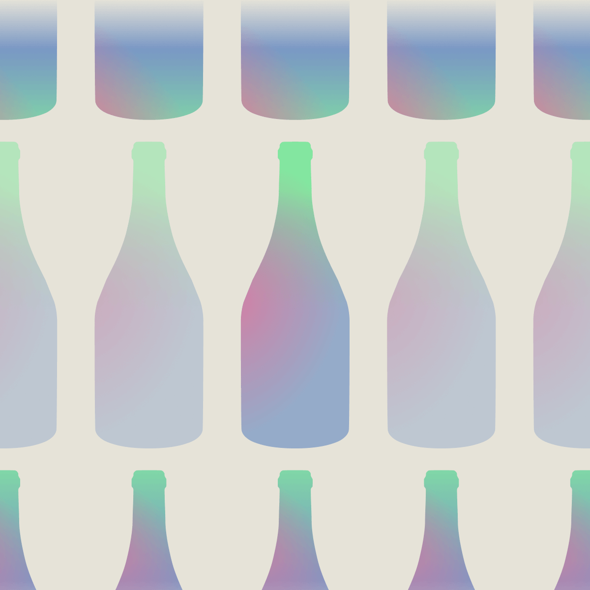 Stylised wine bottles representing a tokenized product running live in production