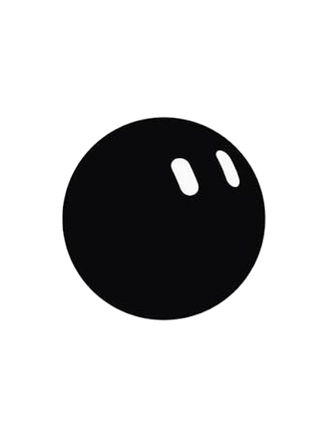 Black circular ball icon with two white oval highlights on the upper right side against a white background.