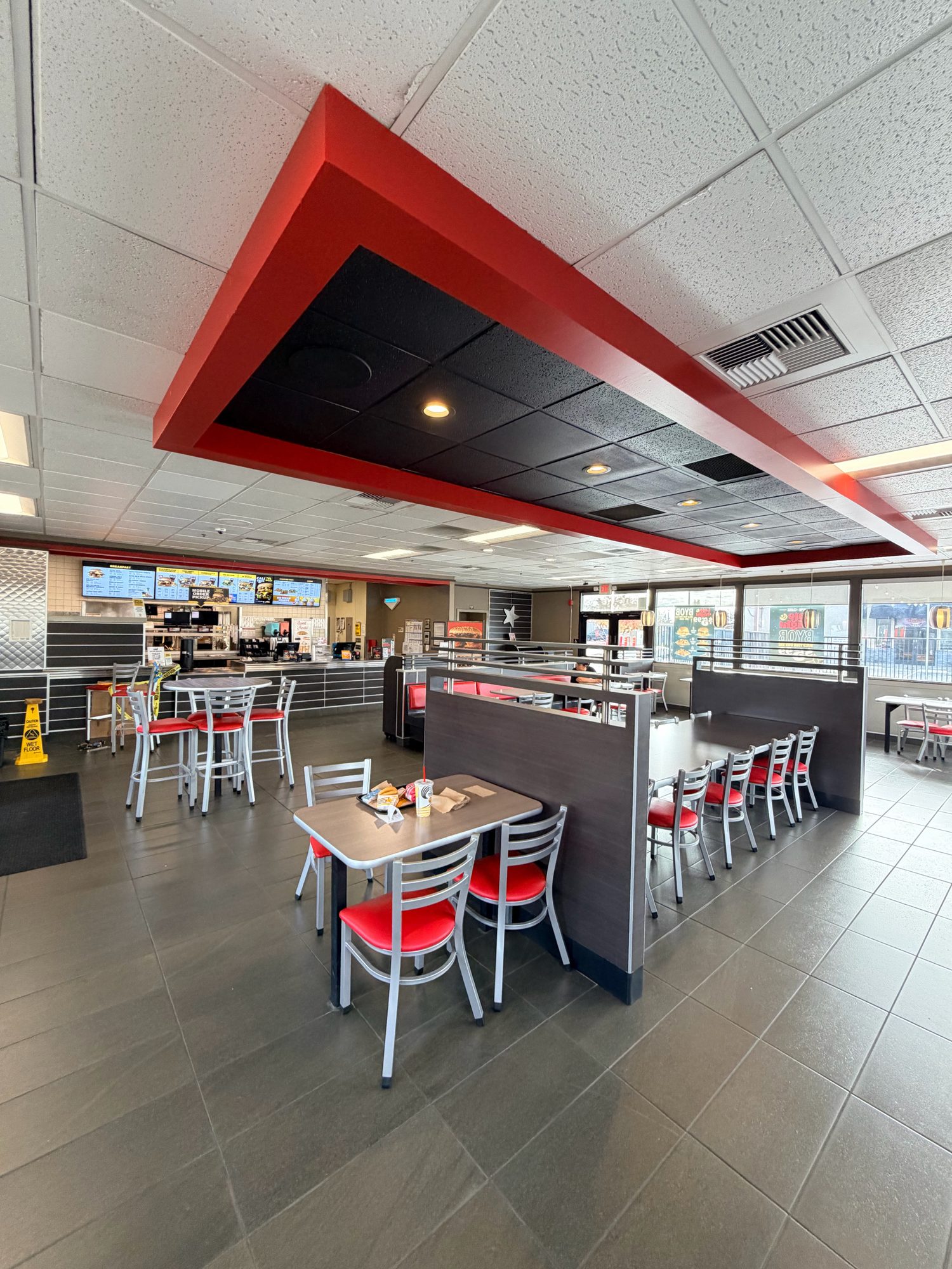Dining room interior of the Carl's Jr.