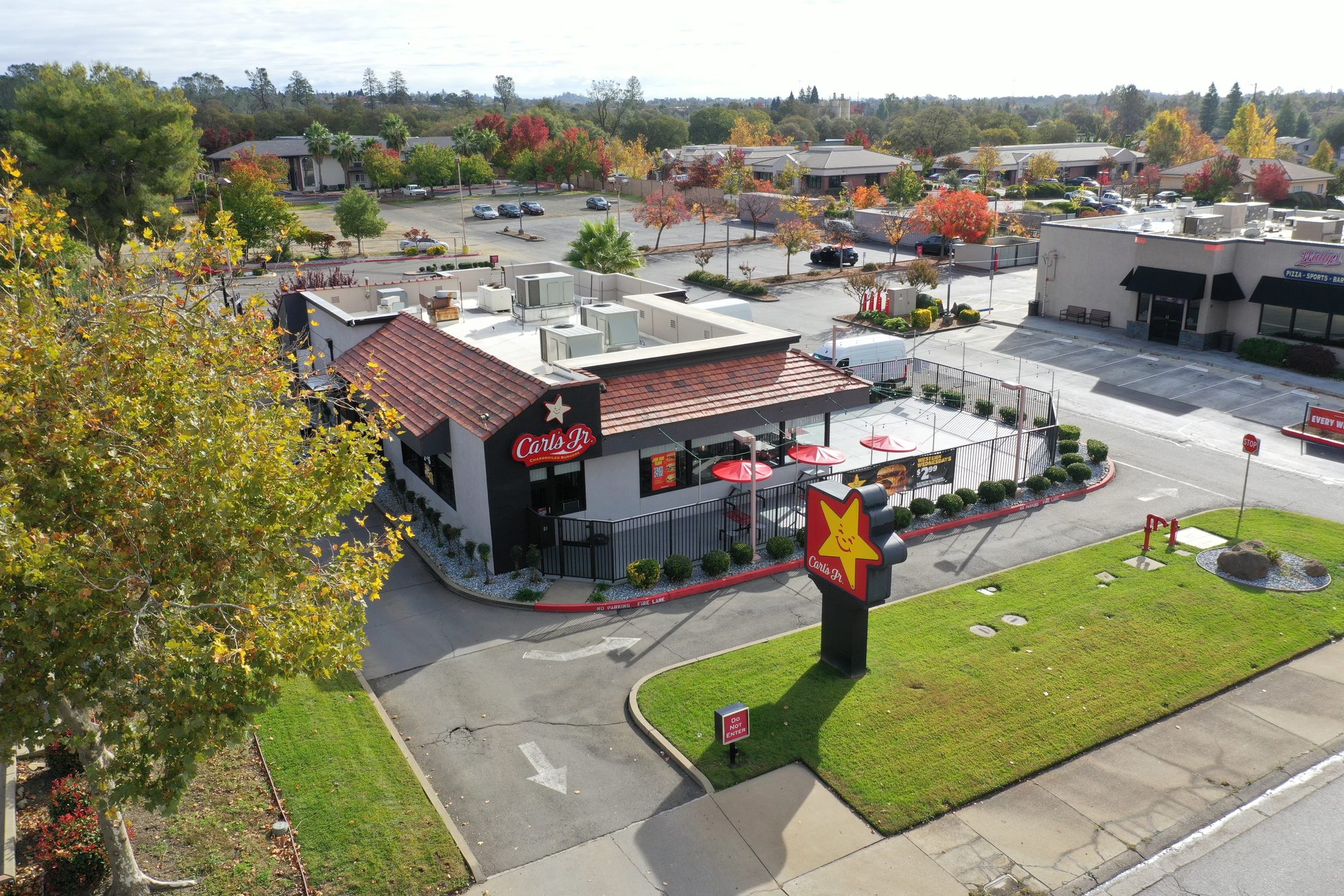 Aerial view of the Carl's Jr.