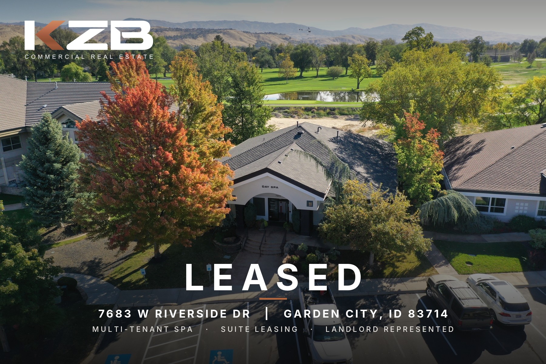 Multi-tenant day spa at 7683 W Riverside Dr in Garden City, Idaho, leased by KZB Commercial Real Estate