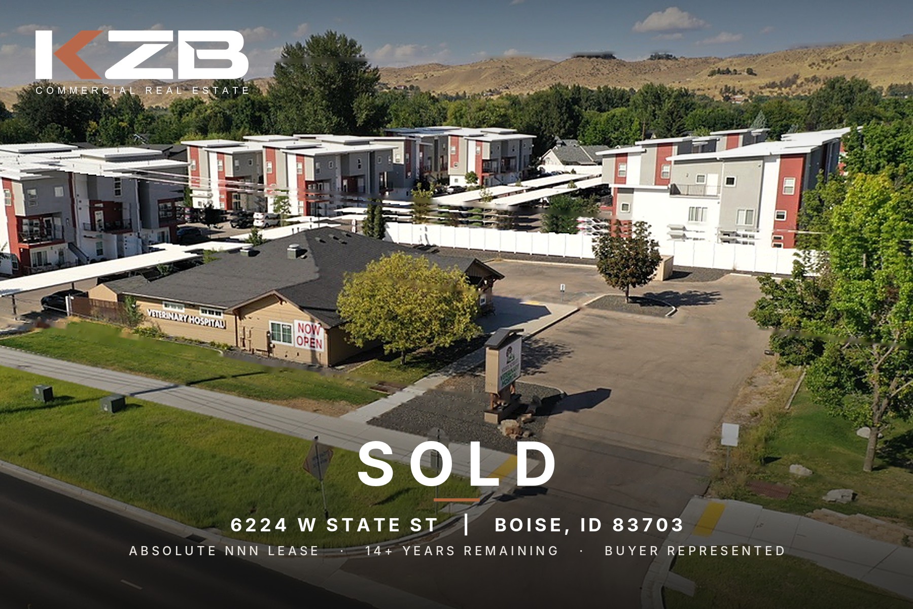 KZB SOLD graphic for 6224 W State St, Boise: absolute NNN lease with 14+ years remaining