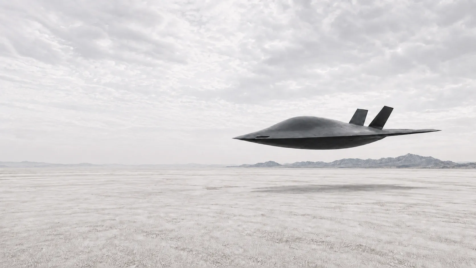 Aircraft above a salt flat