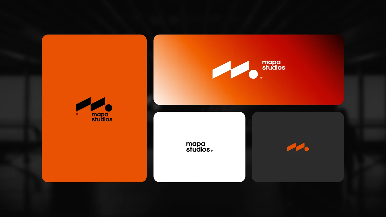 Variaciones del logotipo Mapa en naranja, blanco y negro