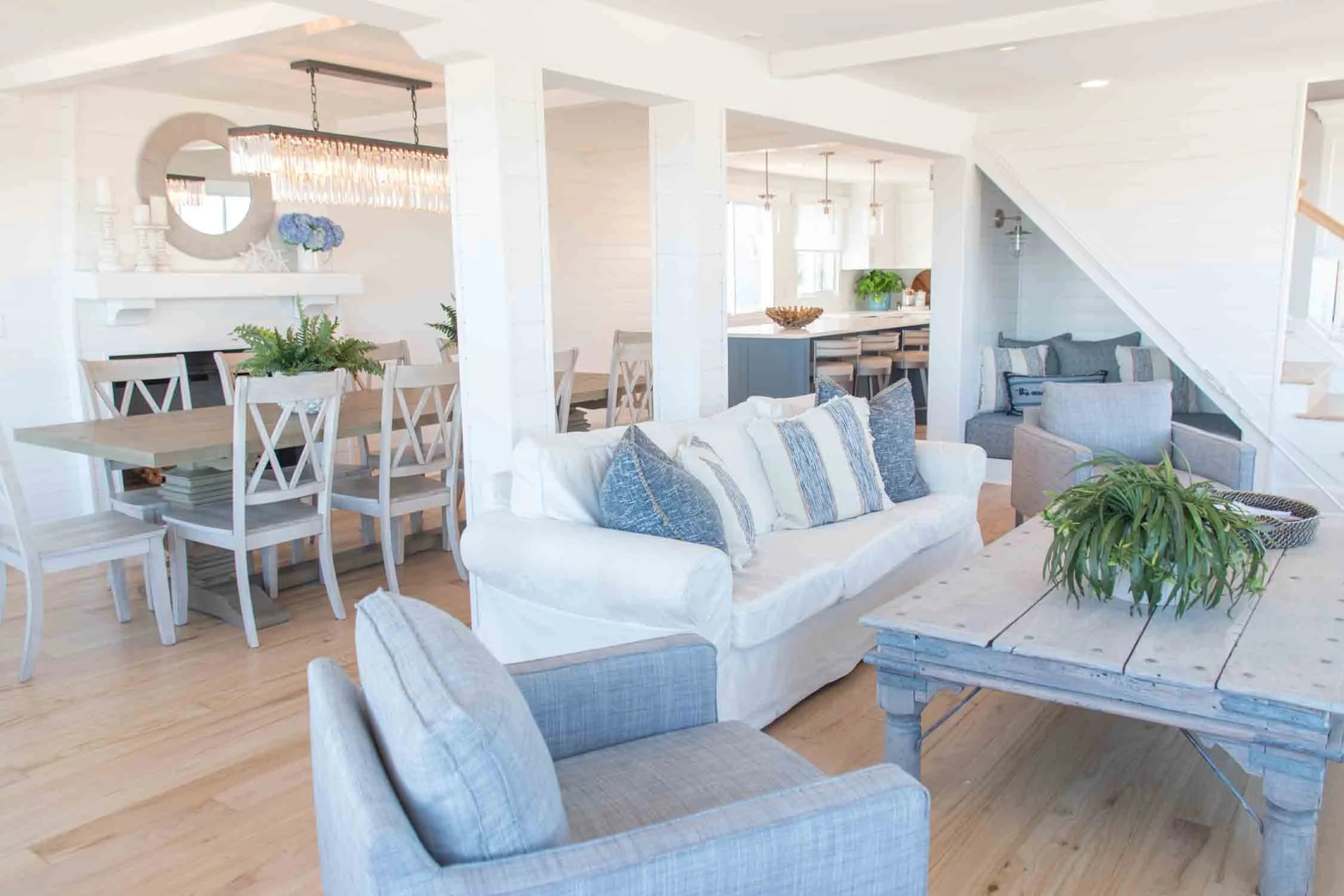 Living and dining room in a furnished house on Fairfield Beach Road