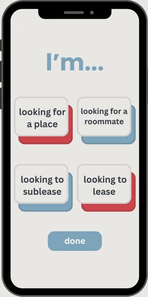Open House onboarding screen with housing and roommate preferences