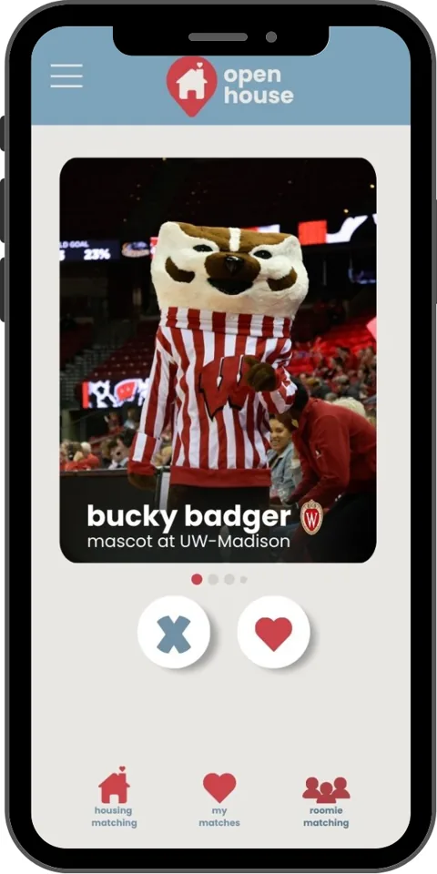 Original Open House roommate discovery app mockup
