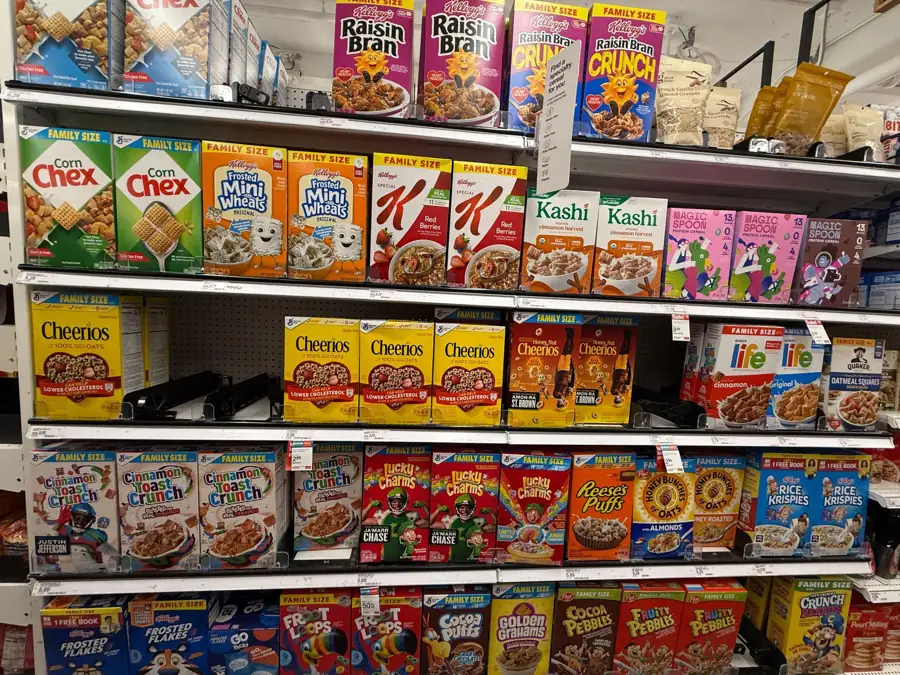 A store photograph from my research showing Cheerios beside competing cereals