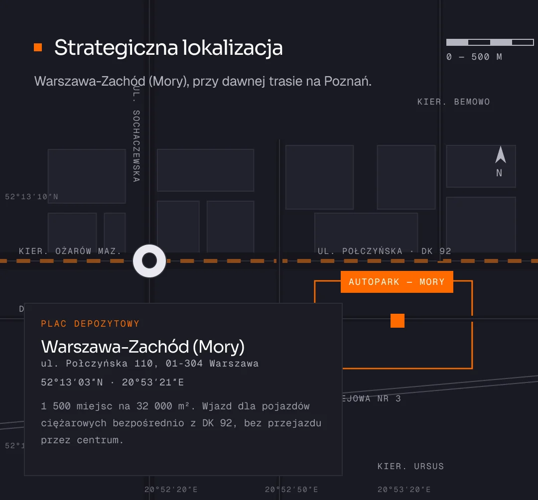 Mapa lokalizacji Autoparku ProcessWay, Warszawa-Zachod Mory