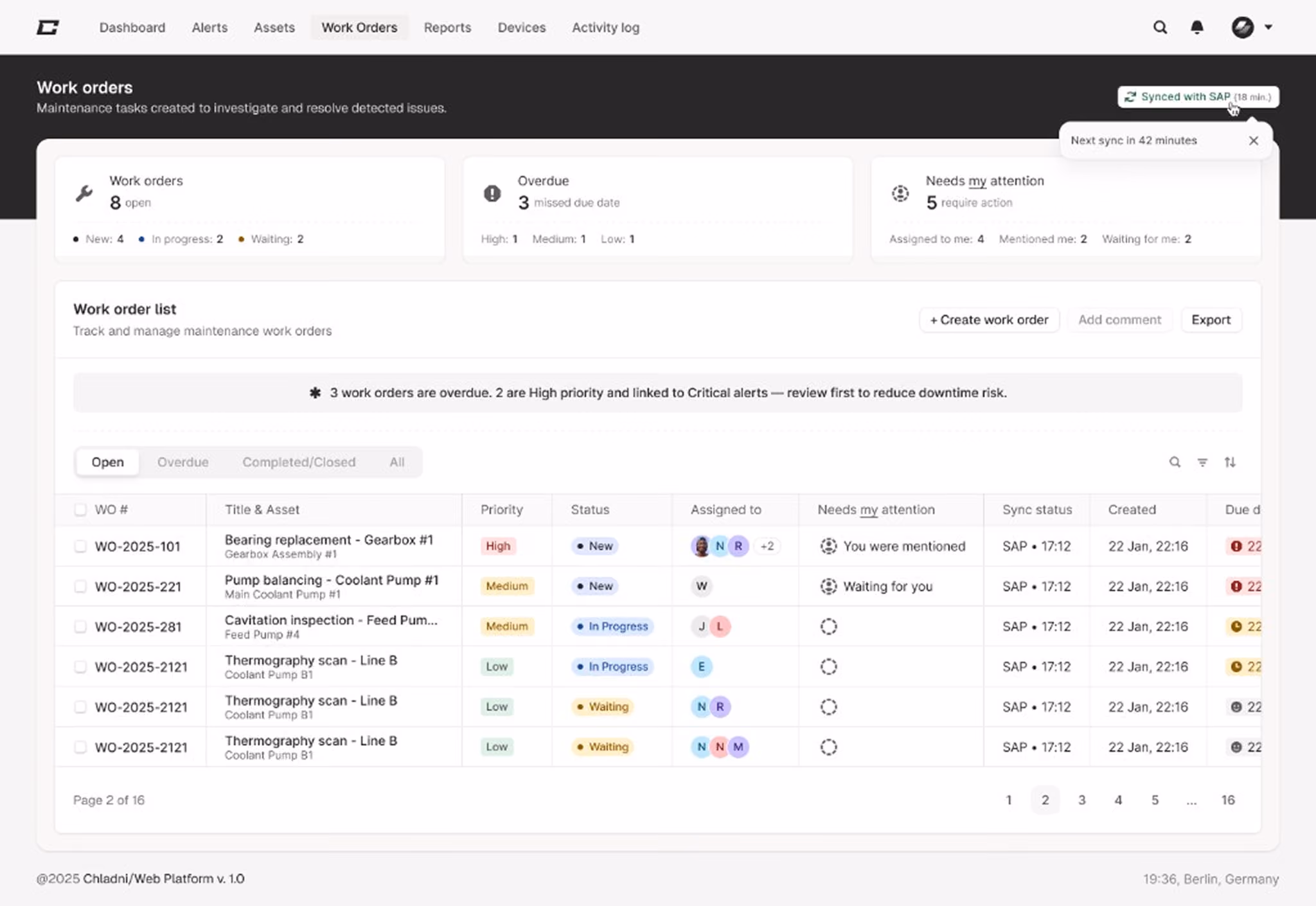 Chladni platform - work orders