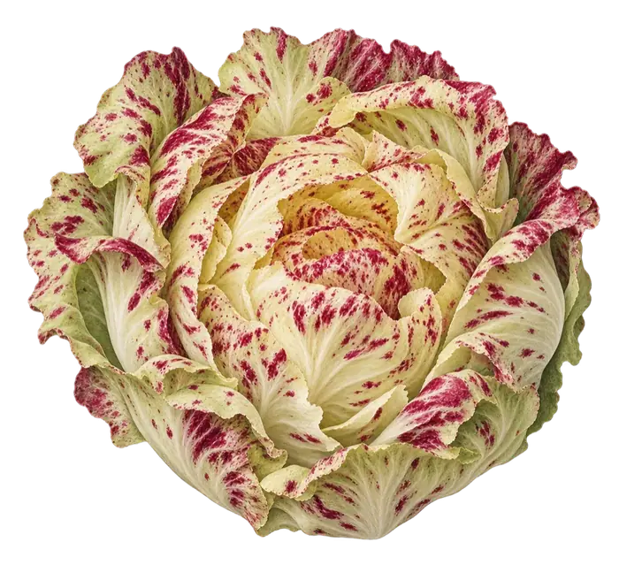 Radicchio-Kopf mit rot gesprenkelten Blättern