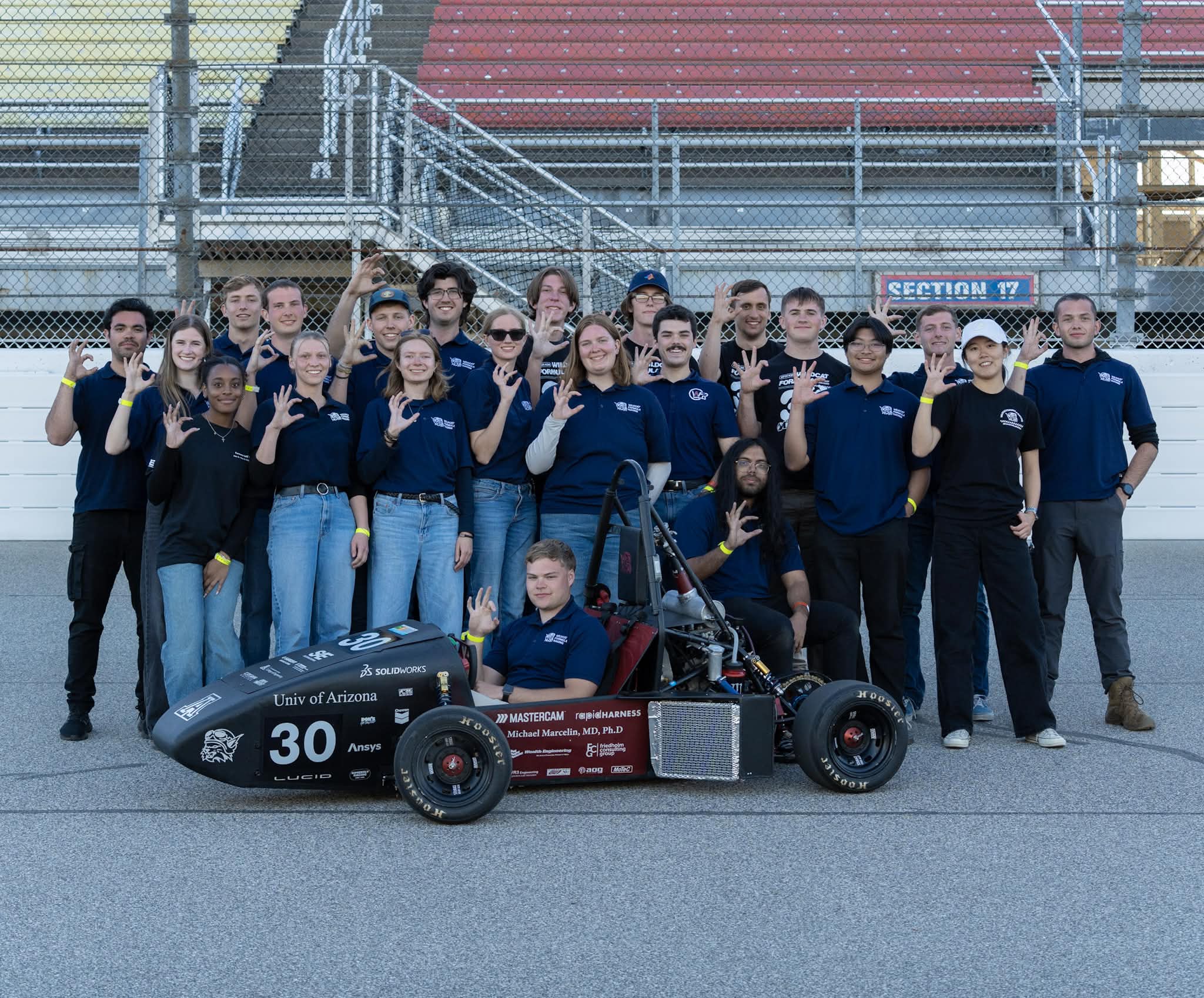 Wildcat Formula Racing team posing with their race car