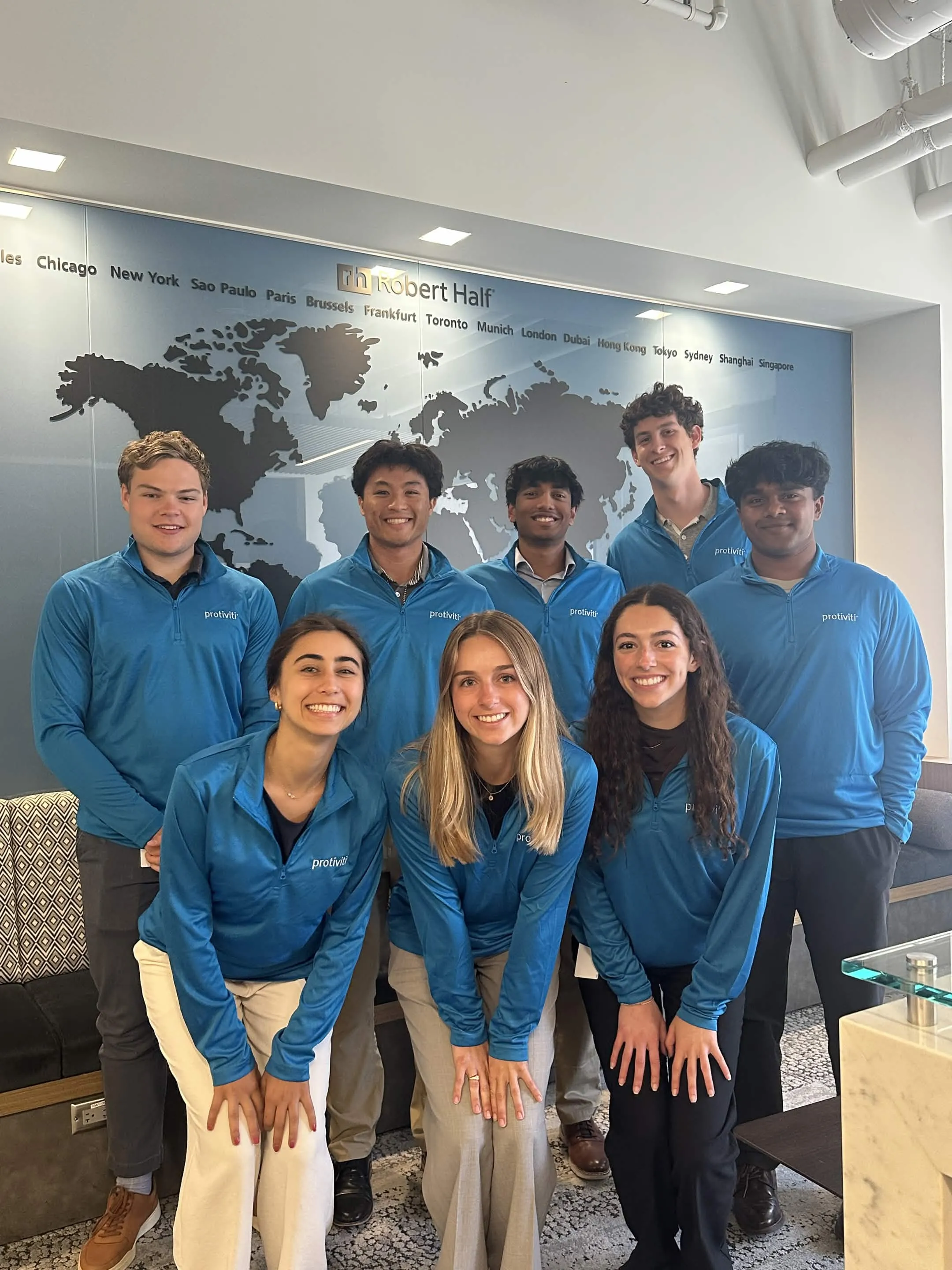 Grant with the Protiviti intern class in San Francisco
