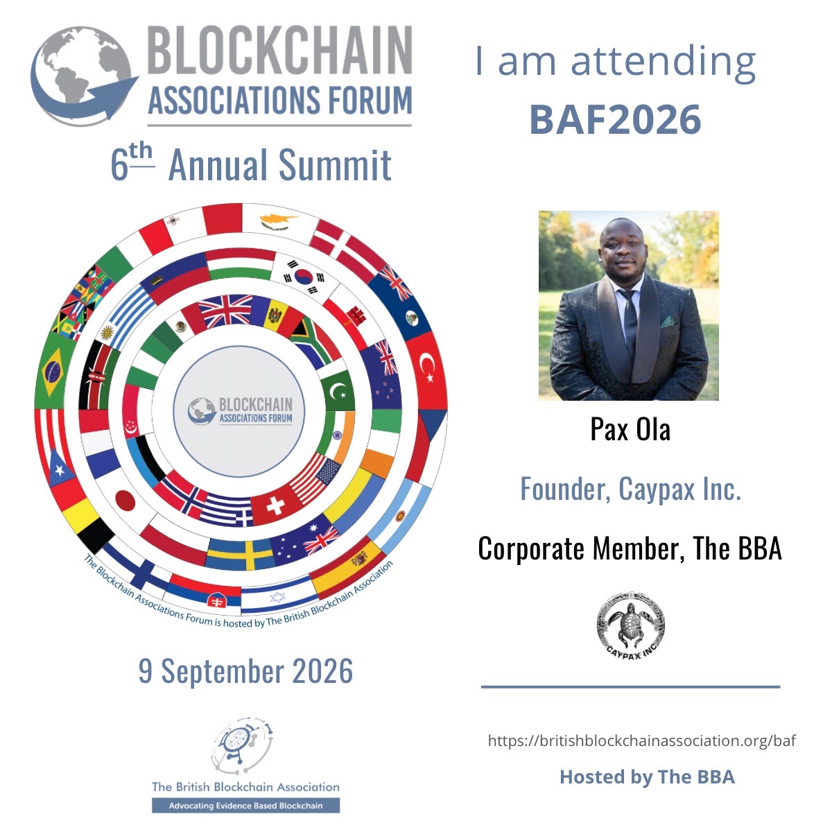 Caypax’s BAF2026 member attendance announcement featuring Pax Ola.