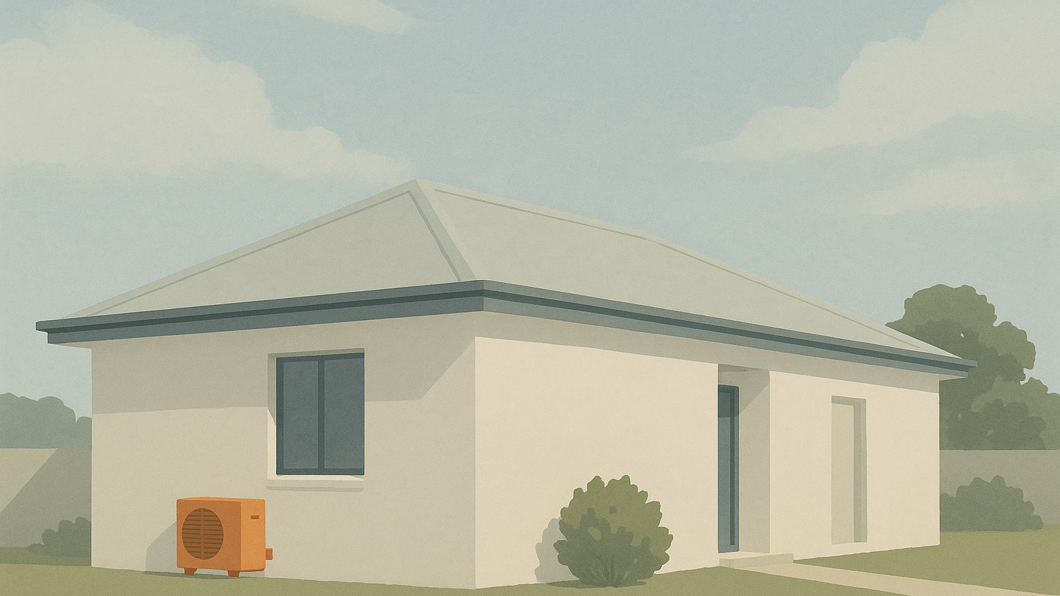An Australian home with a single split system air conditioning unit mounted on the outside wall