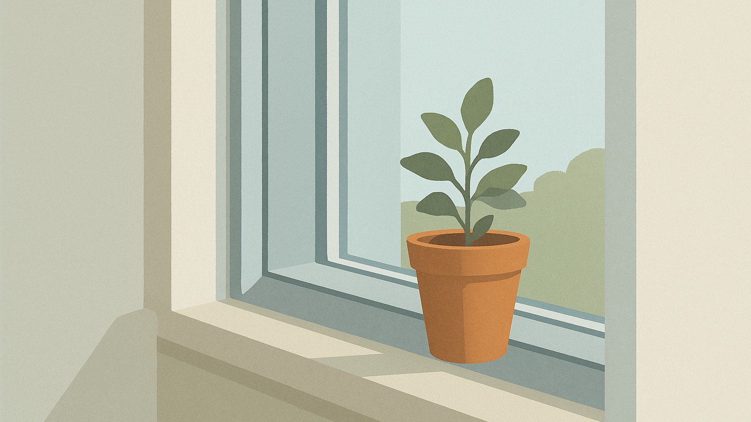 A close view into a window frame corner, cut away to show the two panes of double glazing with an air gap between them
