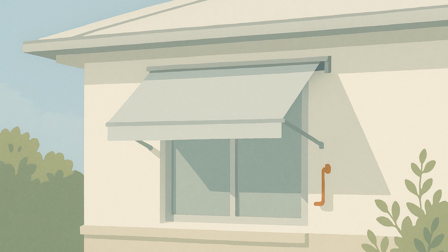An external awning shading a window on an Australian home