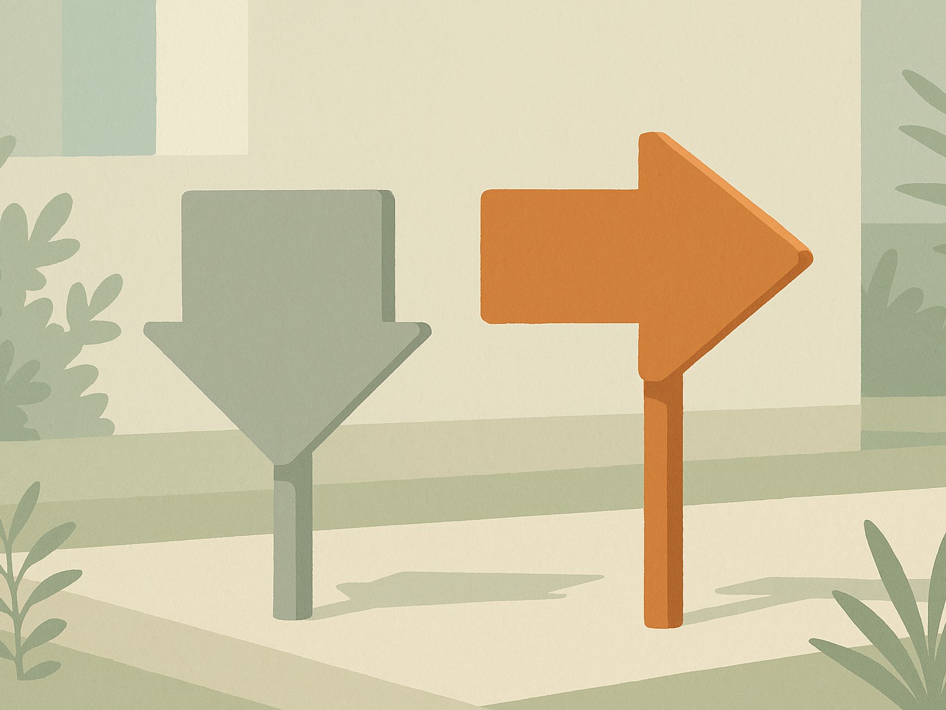 Two signpost arrows, one greyed out and retired, one active and highlighted