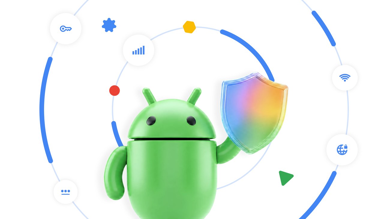 Android robot holding a shield, from Google's Android 17 network security announcement