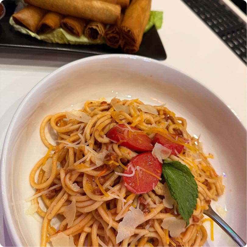 Row's Rolls Filipino Fusion Spaghetti