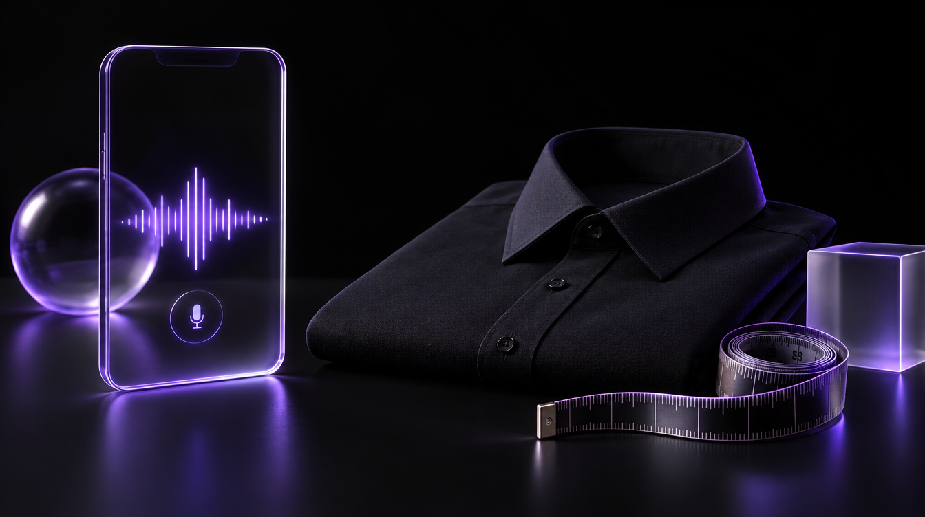 Phone waveform beside a folded shirt and measuring tape