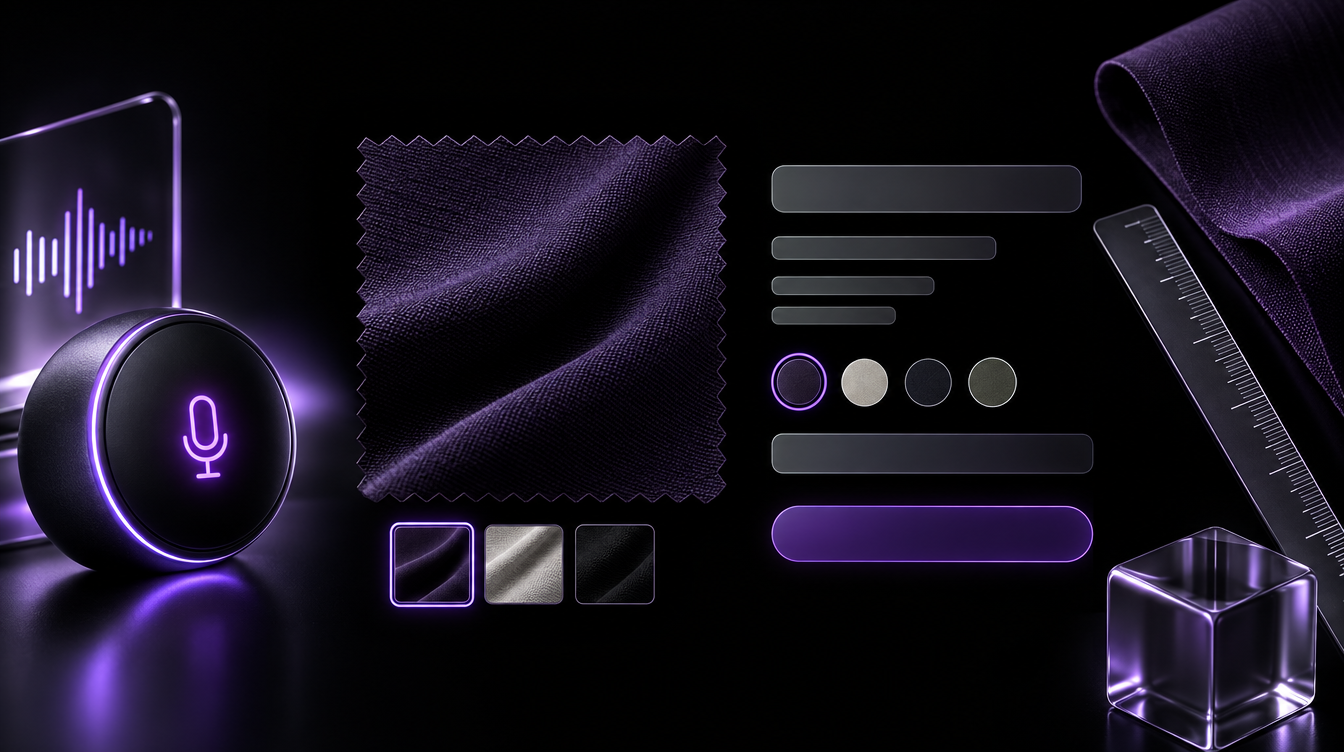 Product-information layout beside a fabric swatch