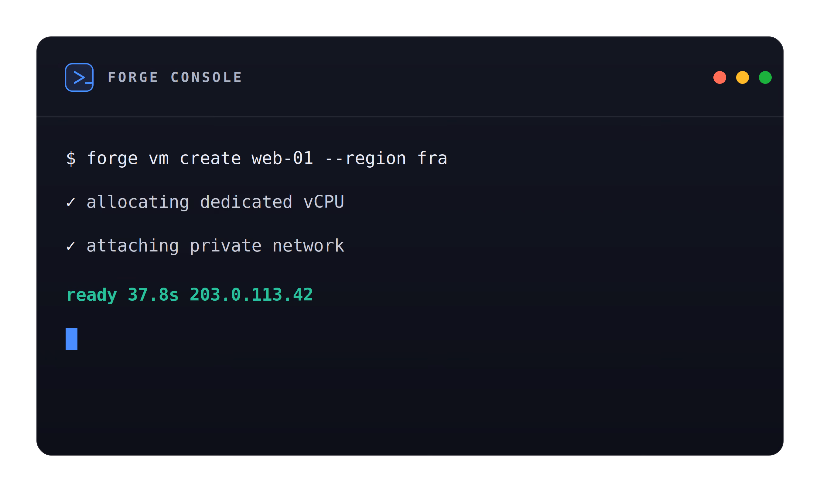 Cloudforge virtual machine console