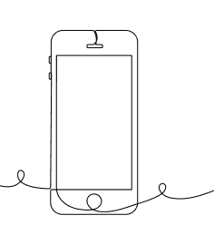 Silhouette icon of a mobile phone displaying smartphone apps on screen.