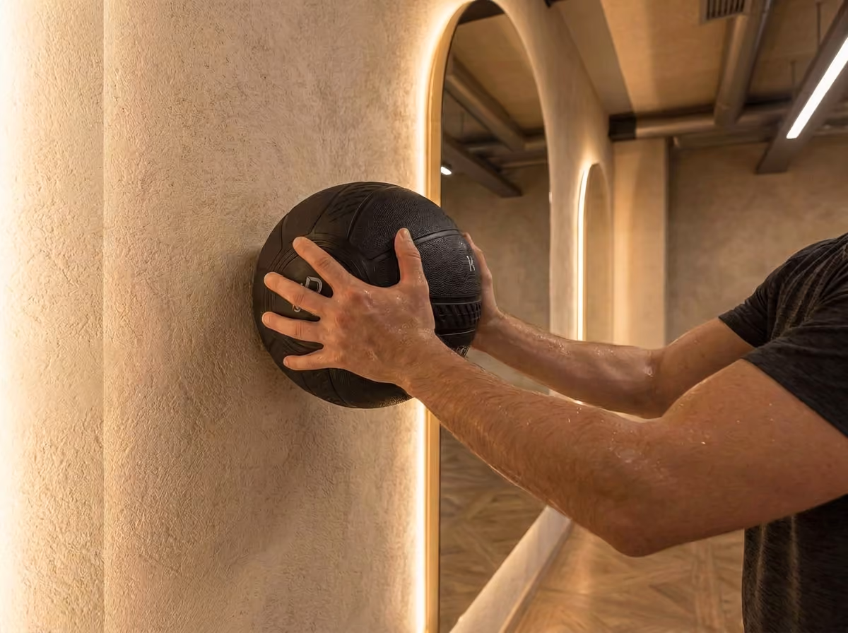 A person doing the wall ball exercise