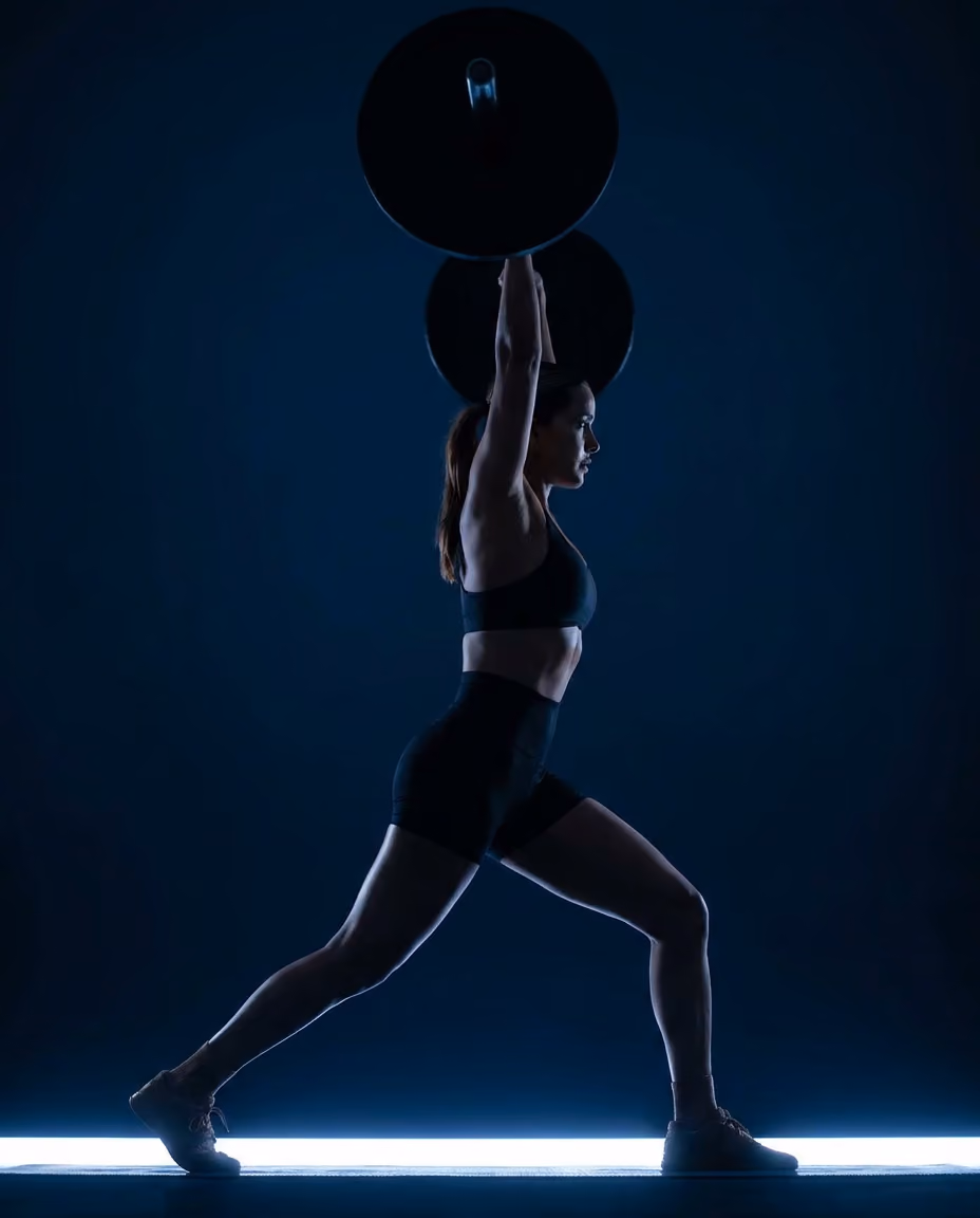 A person pressing a barbell over their head