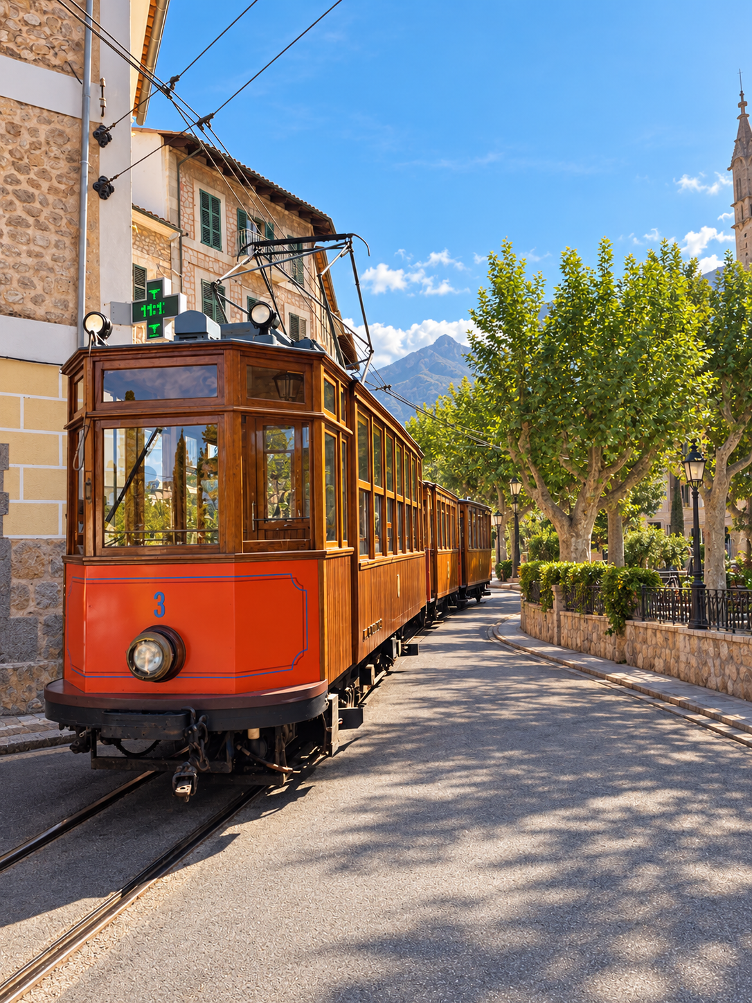 Mallorca area guide Historic wooden tram in the centre of Sóller, Mallorca