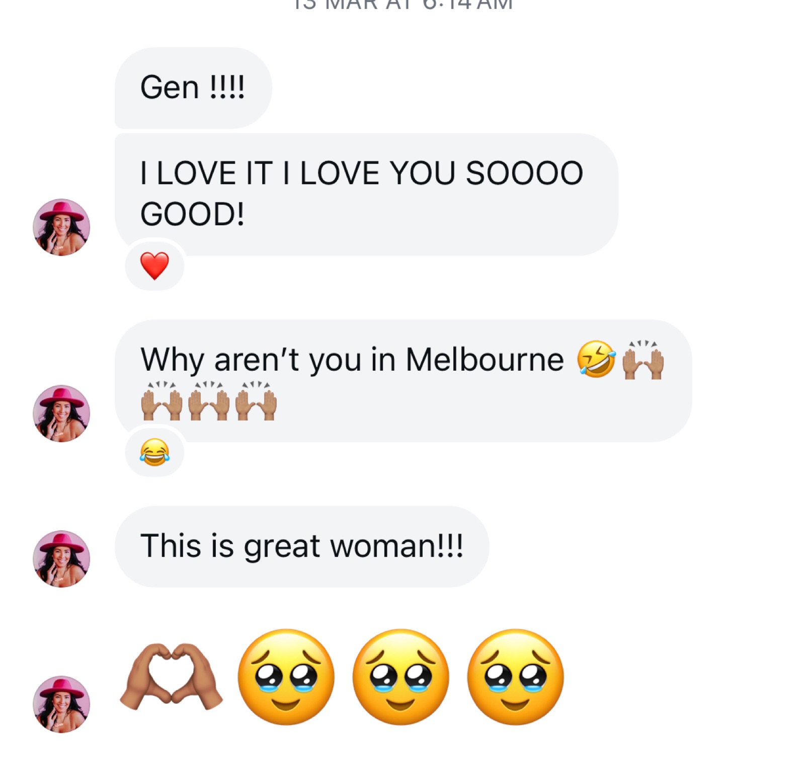 Client message: Gen!!!! I love it, I love you soooo good!