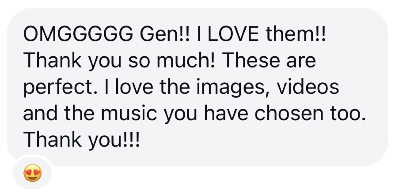 Client message: OMG Gen, I love them, these are perfect