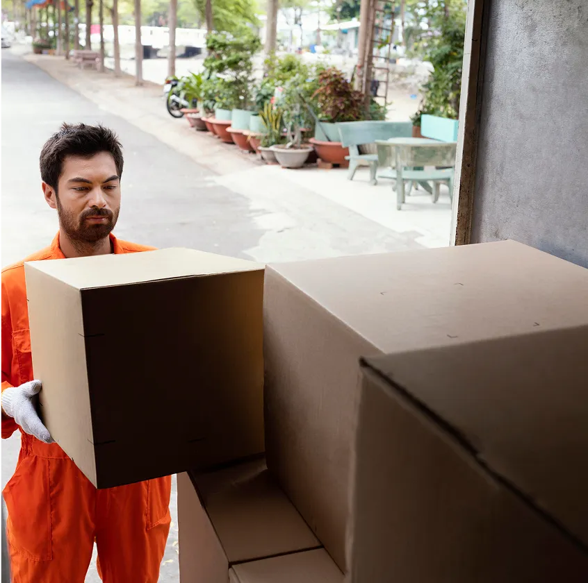 Movers carrying boxes