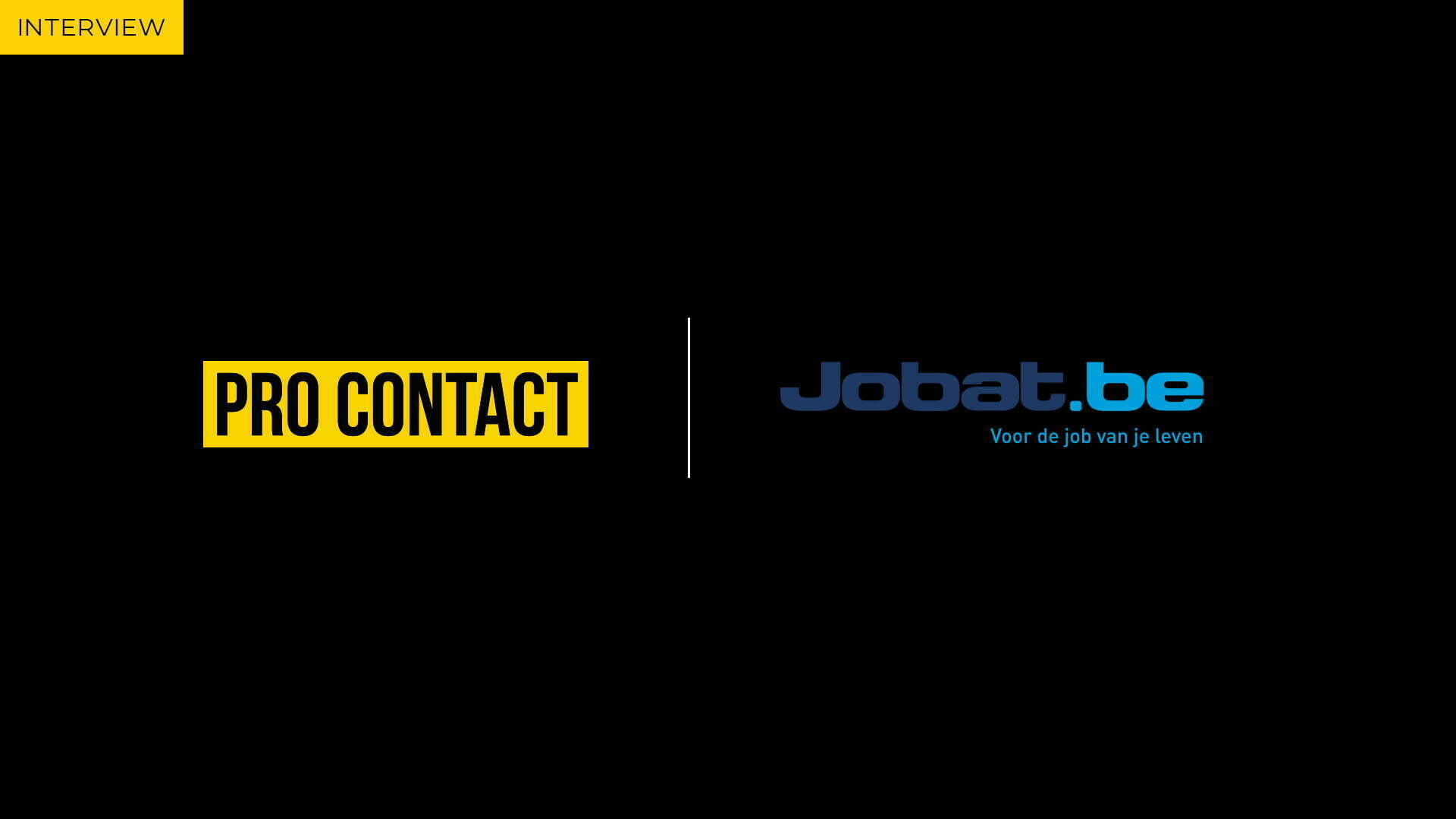 Pro Contact and Jobat.be logos side by side on a black background