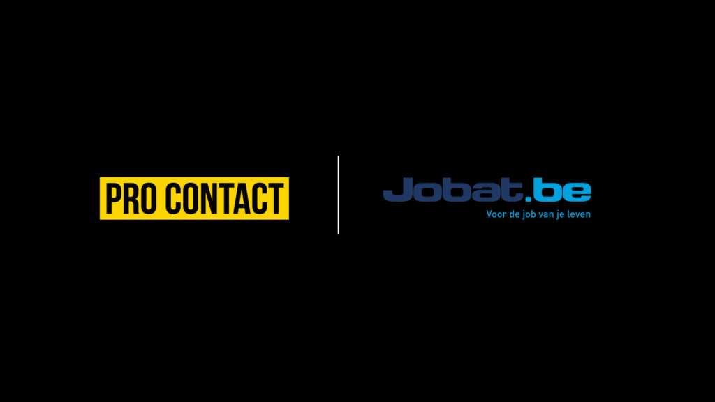 Pro Contact and Jobat.be logos side by side on black