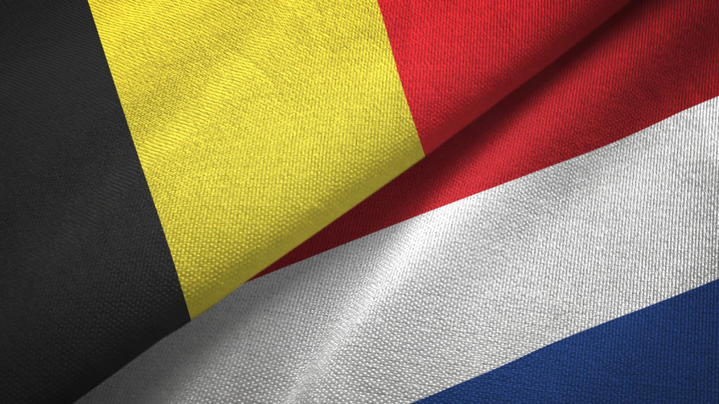 Belgian and Dutch flags overlapping