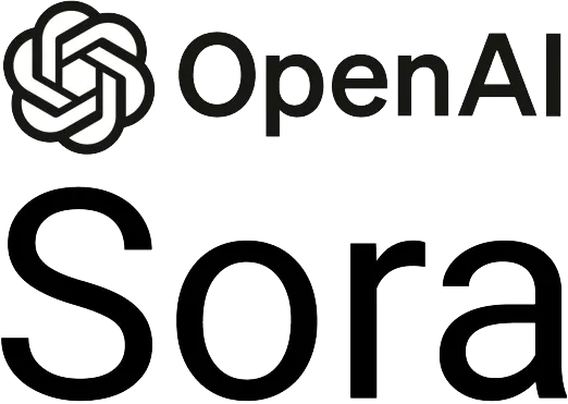 OpenAI Sora logo, with the text OpenAI and Sora in black letters