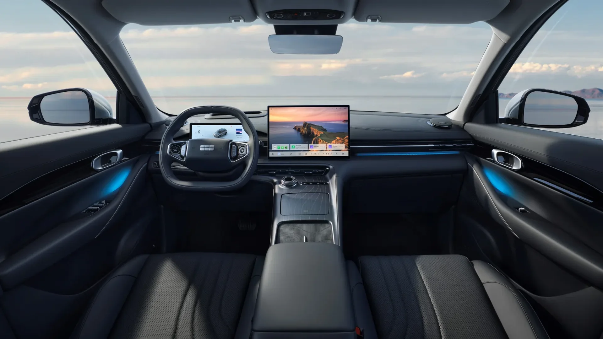 Geely E5 Interieur in Dunkelblau