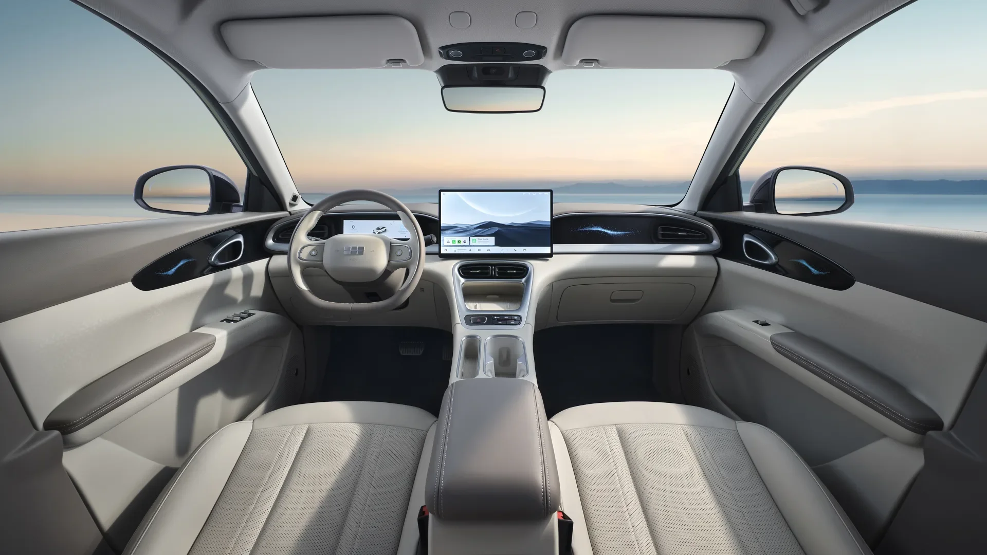 Geely E2 Interieur in Cremeweiß