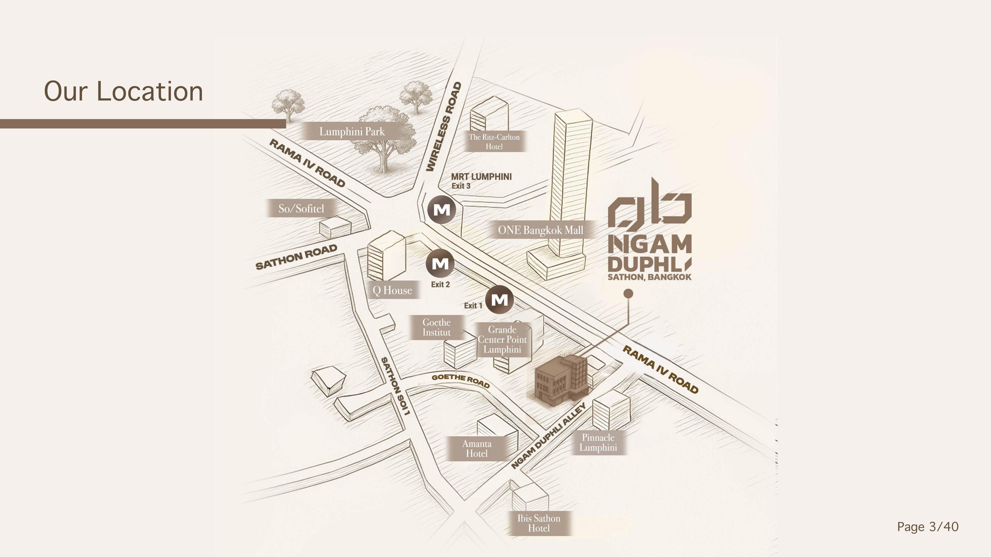 Map of Soi Ngam Duphli showing 12 Ngam Duphli, MRT Lumphini, and nearby landmarks