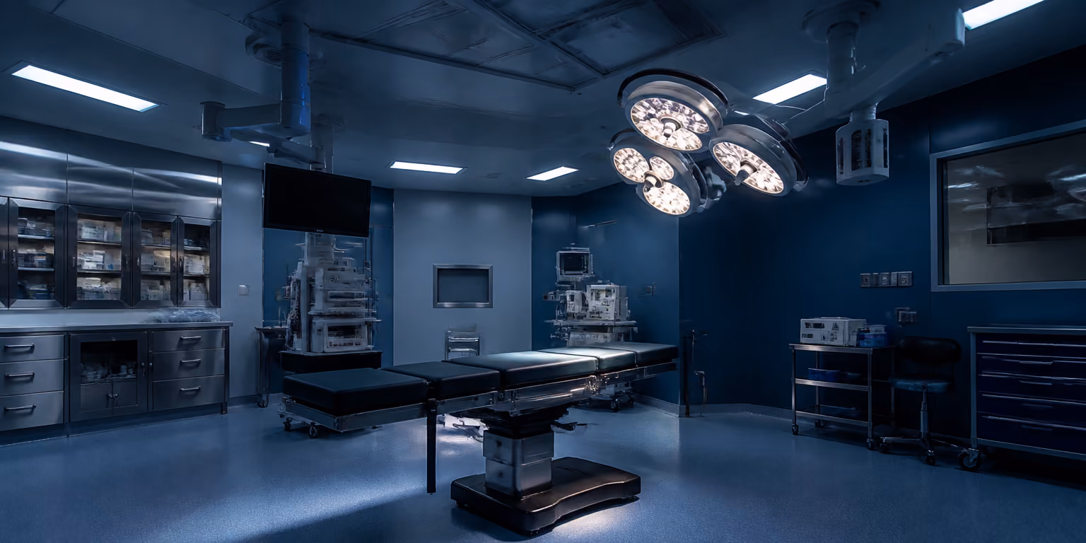 A prepared operating theatre before the first case of the day